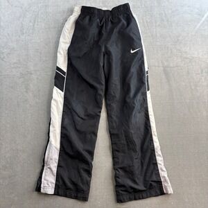 Vintage Y2k NIKE Track Pants Youth Medium (10-12)  Loose Fit Crop Black White